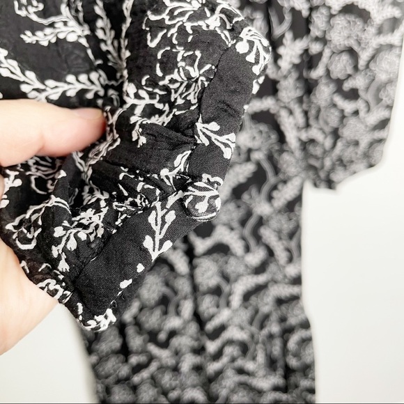 ALC Kate Dress Black White Floral Printed Long Sleeve Midi NWT 6 - Picture 9 of 11
